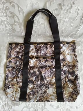 LeSportsac Tote Bag with Jewels Print And Black Straps
